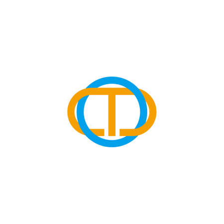 letters mo linked colorful circle line logo vectorのイラスト素材