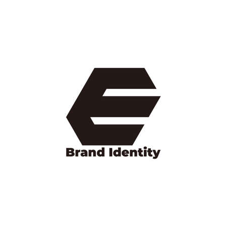 letter e 3d flat shadow simple geometric design logo vectorのイラスト素材
