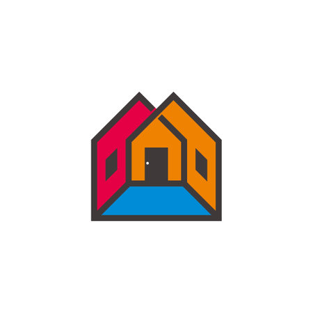 home interior colorful outline geometric  vectorのイラスト素材