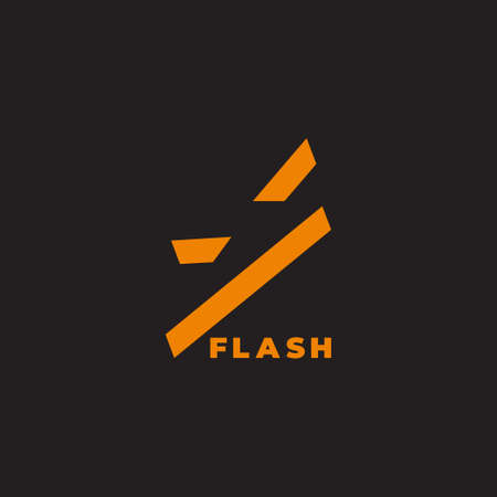 flash thunder shape negative space geometric logo vectorのイラスト素材