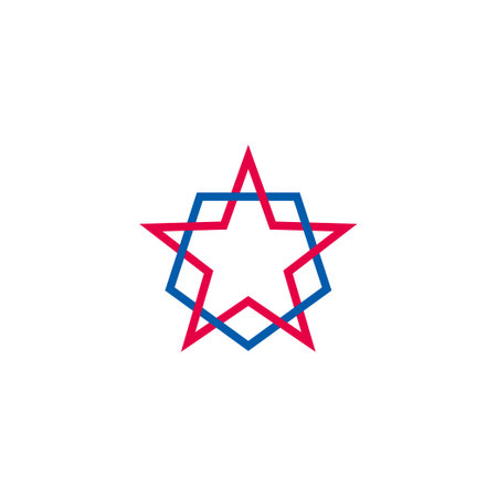 star pentagonal linked colorful overlap line logo vectorのイラスト素材