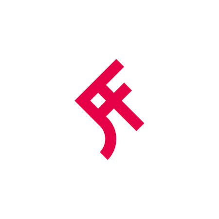 letter f fish shape simple geometric line logo vectorのイラスト素材