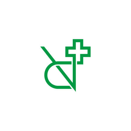 letter vd plus medical green geometric logo vectorのイラスト素材