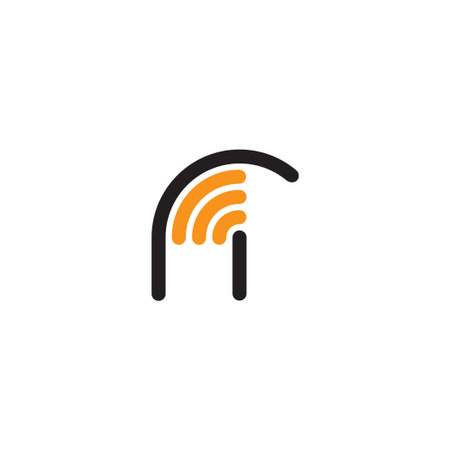 letter r i radio signal line simple logo vectorのイラスト素材