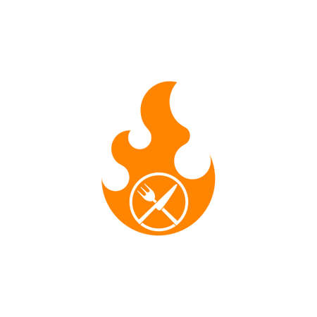 circle hot food fork knife restaurant symbol icon vectorのイラスト素材