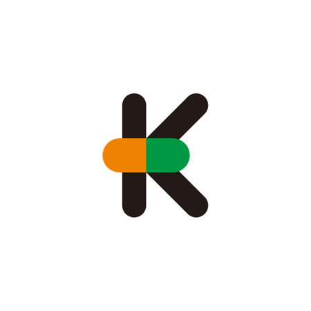 letter k colorful pill capsule medicine logo vectorのイラスト素材