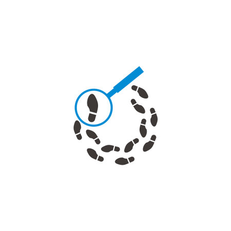magnifying glass search shoe foot print symbol vectorのイラスト素材