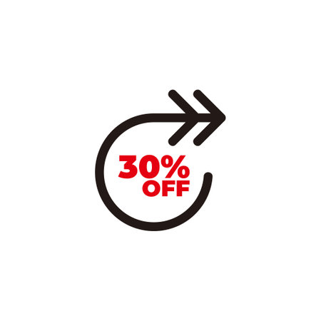 30 percent off refresh arrow line vectorのイラスト素材