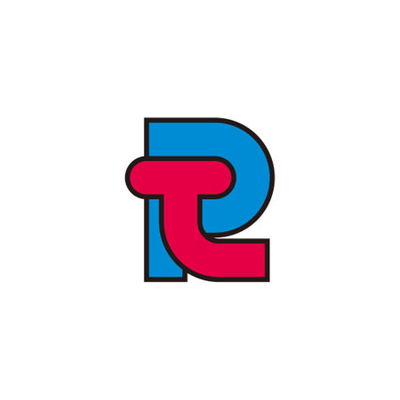 letter pt colorful outline logo vectorのイラスト素材