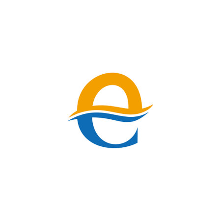 letter e sun sea logo vectorのイラスト素材