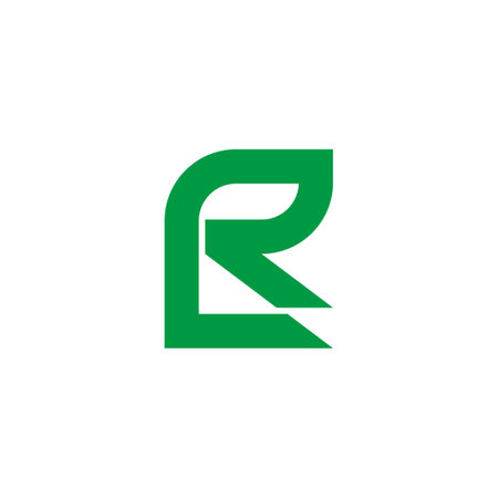 letter rl simple geometric green leaf logo vectorのイラスト素材