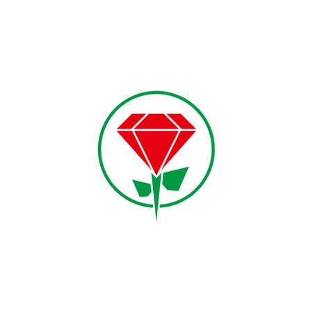 red rose diamond shape simple logo vectorのイラスト素材