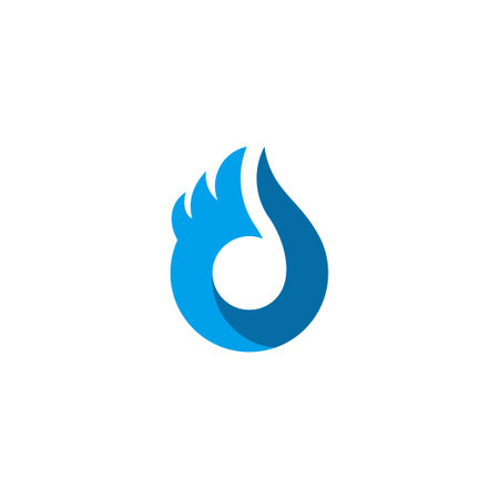 letter d blue flame symbol logo vectorのイラスト素材