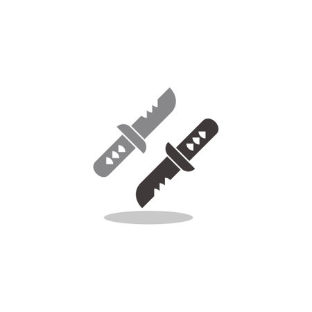 knife fight symbol simple shadow geometric logo vectorのイラスト素材