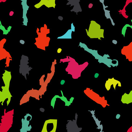 black seamless pattern rough colorful background vectorのイラスト素材