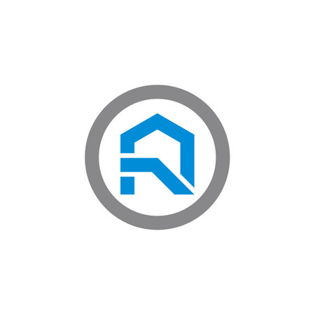 circle roof blue house construction simple logo vectorのイラスト素材