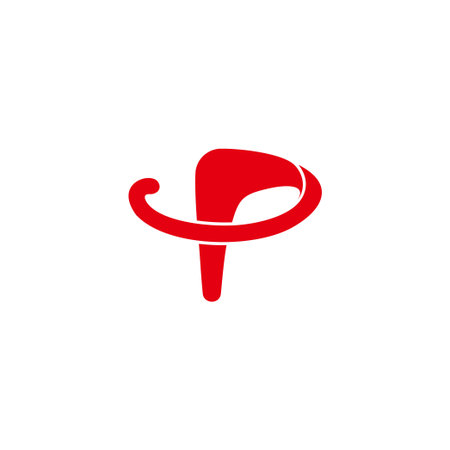 letter p curves red arrow abstract logo vectorのイラスト素材