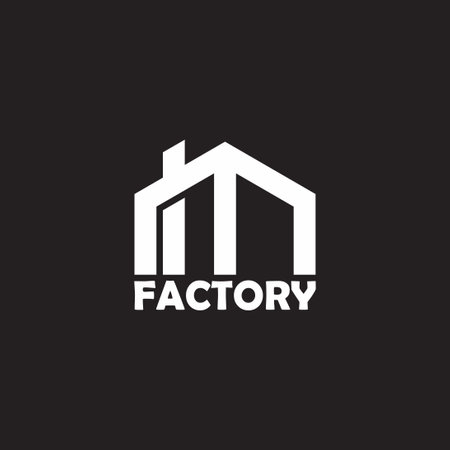 factory building simple geometric line logo vectorのイラスト素材