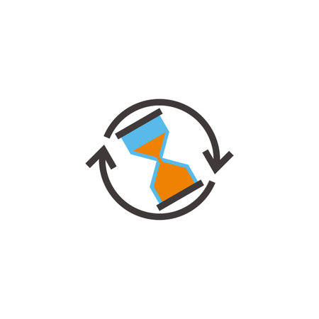 turn back time arrow  sand watch symbol vector