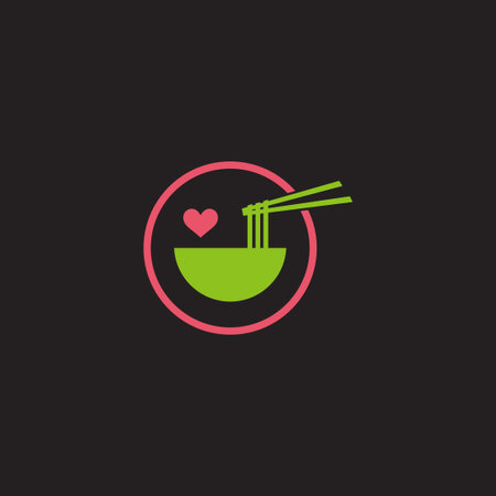 love heart cute noodle bown logo vectorのイラスト素材