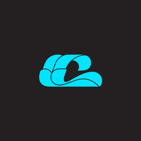 letter c blue waves paper curves geometric logo vectorのイラスト素材