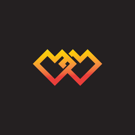 linked mm gold diamond gradient simple geometric logo vectorのイラスト素材