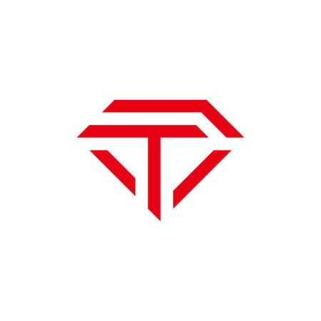 letter t red diamond emblem geometric logo vectorのイラスト素材