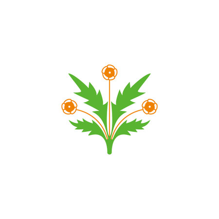 simple beauty grass flower herbs simple icon symbol vectorのイラスト素材