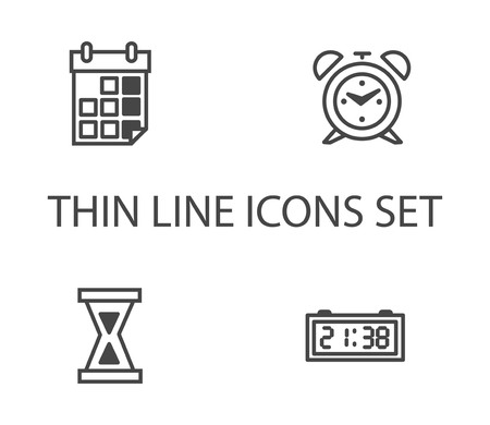 Time clock icons set. Thin line vector iconのイラスト素材