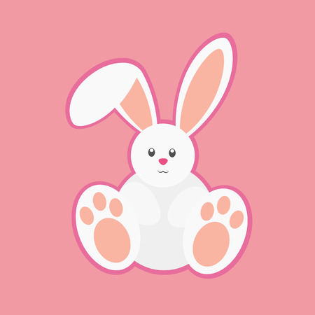White happy easter rabbit. Funny Easter Bunny.のイラスト素材