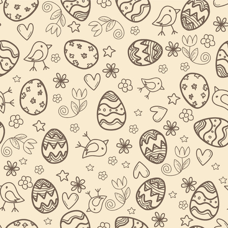 seamless doodle easter pattern with Easter eggsのイラスト素材