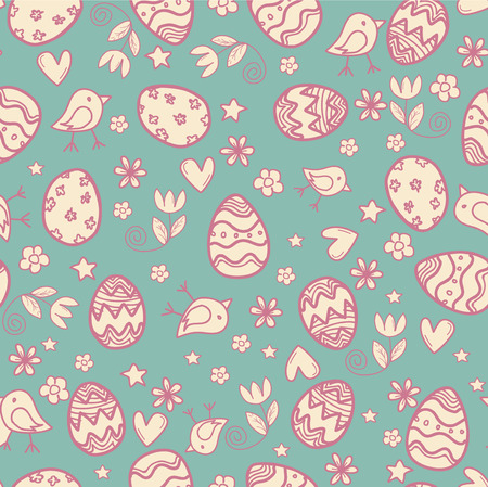 seamless doodle easter pattern with Easter eggsのイラスト素材
