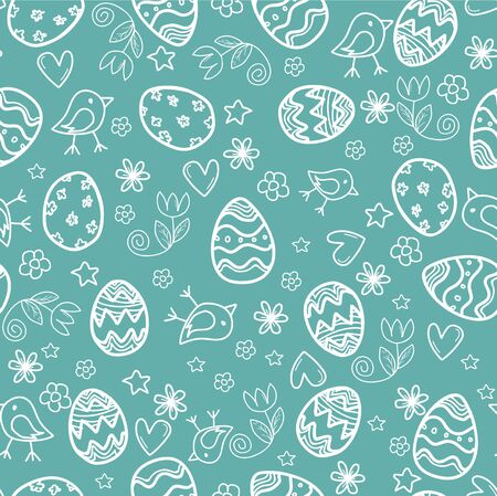 seamless doodle easter pattern with Easter eggsのイラスト素材