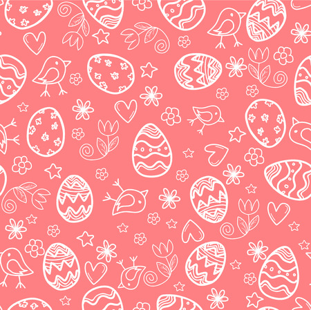 seamless doodle easter pattern with Easter eggsのイラスト素材