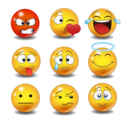 Set of Emoticons. Set of Emoji. Isolated illustration on white backgroundのイラスト素材