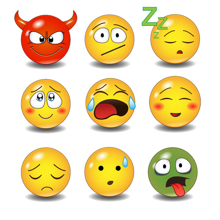 Set of Emoticons. Set of Emoji. Isolated illustration on white backgroundのイラスト素材