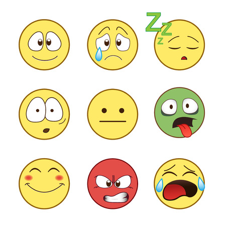 Set of emoticons, emoji isolated on white background, illustration.のイラスト素材