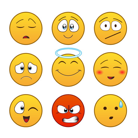 Set of emoticons, emoji isolated on white background, illustration.のイラスト素材