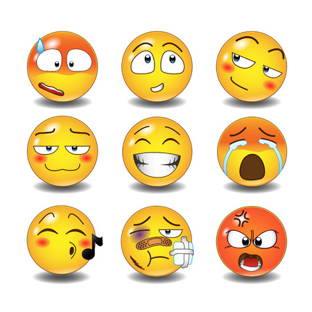 Set of emoticons, emoji isolated on white background, vector illustration.のイラスト素材