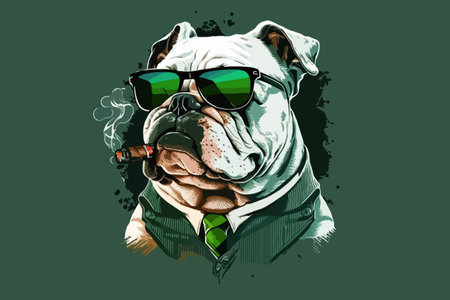 Boss dog with cigar and sunglassesのイラスト素材