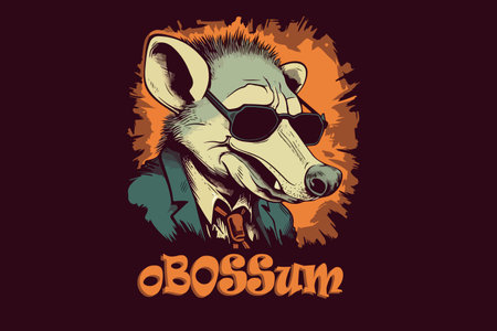 businessman boss opossum in sunglassesのイラスト素材