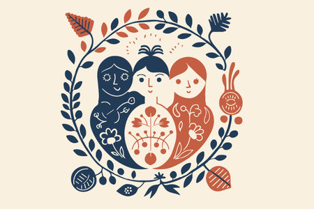 Scandinavian bird abstract ethno postcardのイラスト素材
