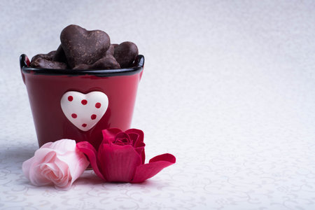 bucket with chocolate sweetsの写真素材