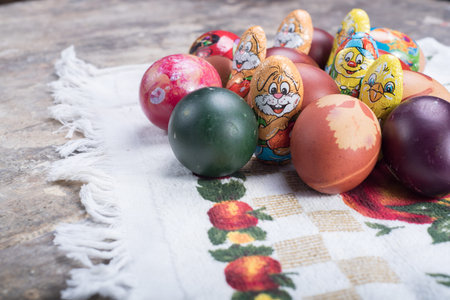 easter eggs on table with cartoon characters