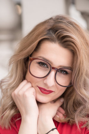 girl with glassesの写真素材