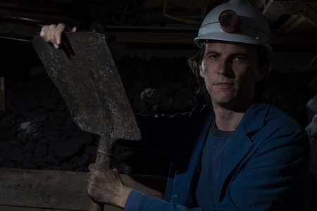 miner with shovelの写真素材