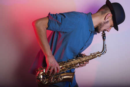 saxophonist playingの写真素材