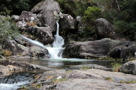 Natural pools formed by the PedrÃ¡s river in Puebla del CaramiÃ±al.の写真素材