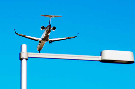 Aircraft in the streetlampのeditorial素材