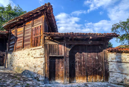 Old doors knockers and locks in Koprivshtica town, Bulgariaの写真素材